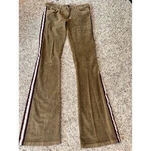 88 White Sand Corduroy Flare Pants Women's Striped Casual Trousers Brown Size 6